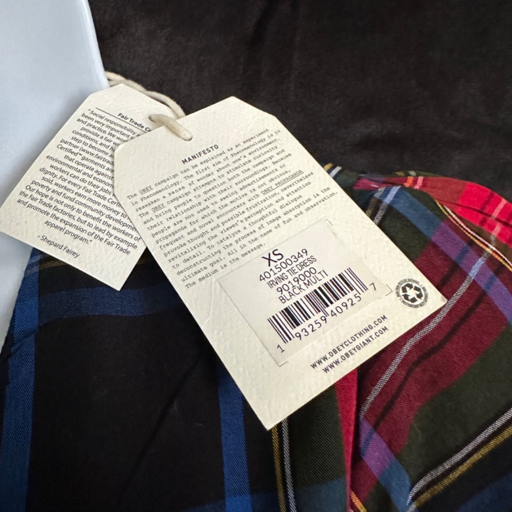 NWT Obey, world wide, tartan plaid midi dress, size XS - Picture 5 of 9